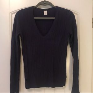 Cable knit V-neck sweater